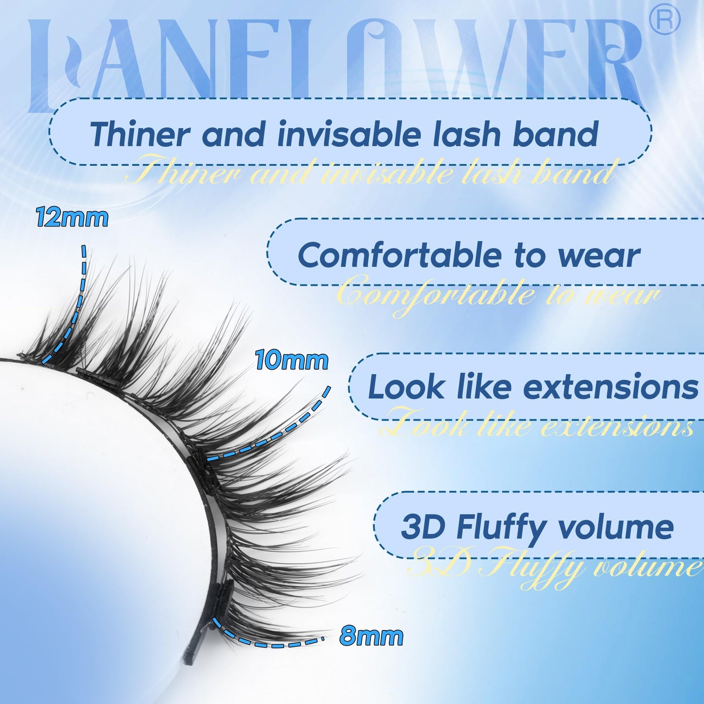 Magnetic Eyelashes with Applicator Reusable Natural Look Magnetic Eyelashes without Eyeliner No Glue Needed Lashes with Magnets Cat Eye False Eyelashes by Lanflower