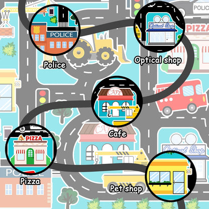 5x7 Car Rug Play Mat - Kids Play Rugs City Life Road Map Rug Feet Large Educational Traffic Track Car Mat for Kids Toy