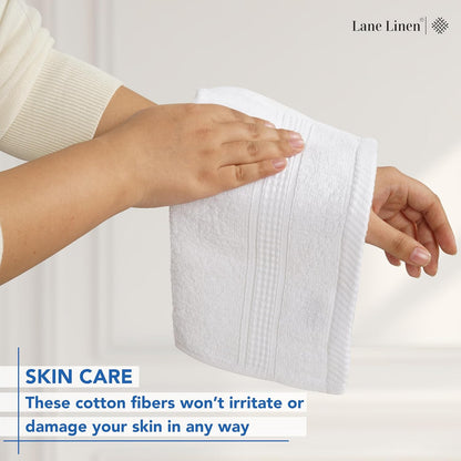 12 Set -100% LANE LINEN PC Wash Cloths Bathroom Cotton Highly Absorbent Washcloths Bulk, Premium Spa & Hotel Quality