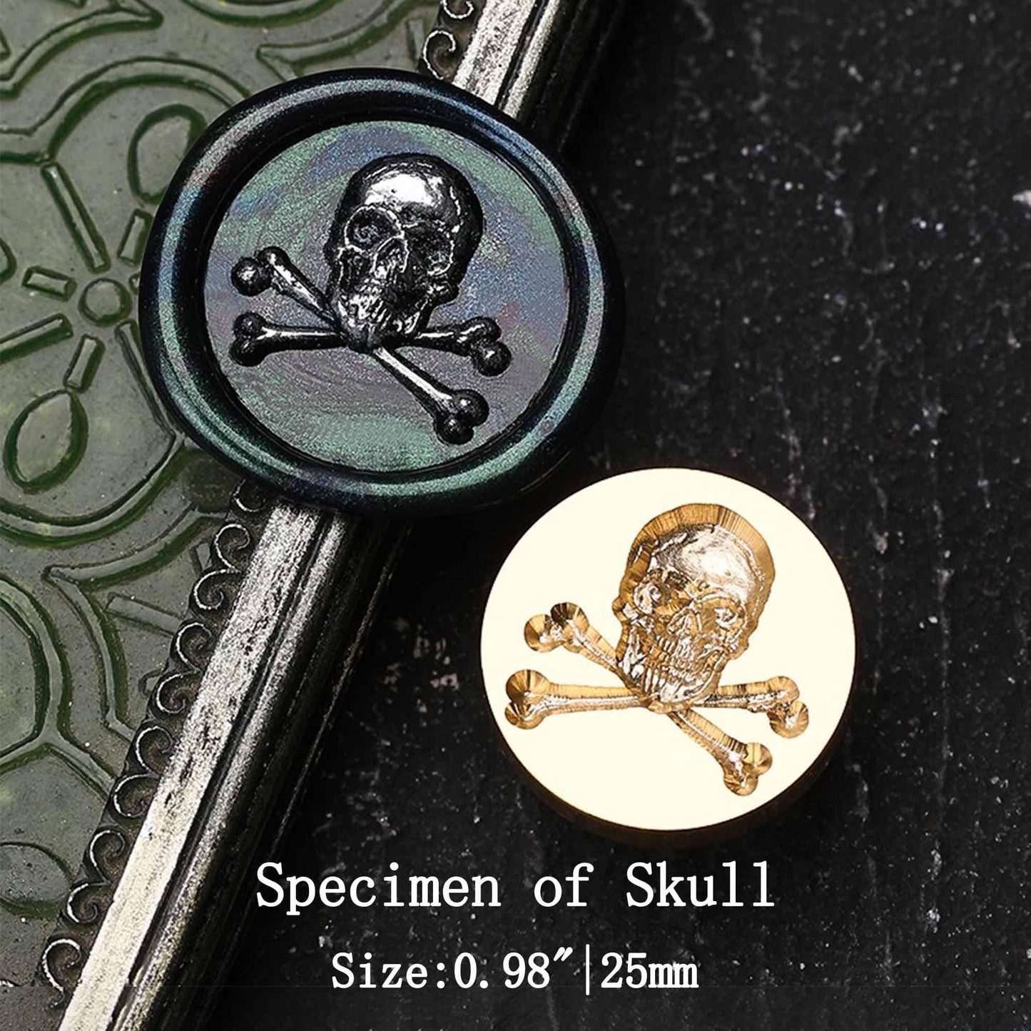 Ychostamp Halloween Wax Seal Stamp - Skull & Crossbones Sealing Wax Stamp, Brass Specimen of Bone Seal Head for Halloween Wedding Invitation Card, Envelopes, Gift Decoration