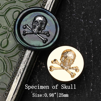 Ychostamp Halloween Wax Seal Stamp - Skull & Crossbones Sealing Wax Stamp, Brass Specimen of Bone Seal Head for Halloween Wedding Invitation Card, Envelopes, Gift Decoration