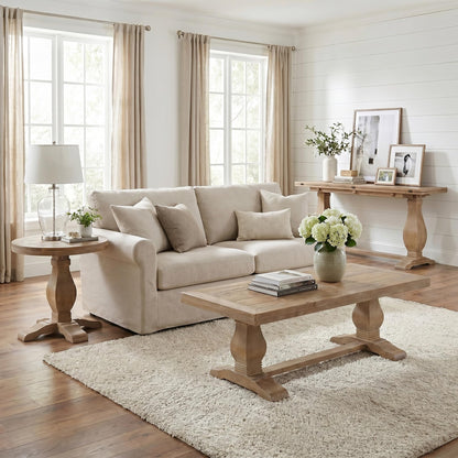 Martin Svensson Home Napa Solid Wood Pedestal Flip-Top Sofa Console Table, Driftwood
