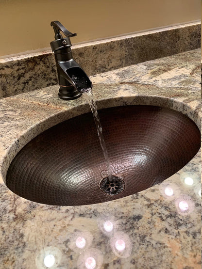 Simply Copper 16" Oval Copper Bath Sink with 7" Faucet and Daisy Drain Drain Included