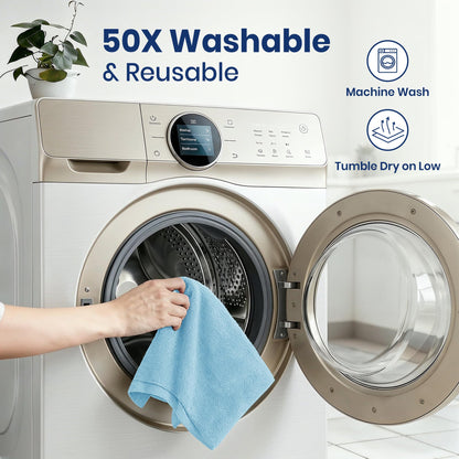 Avalon Towels Microfiber Cleaning Cloth Roll (Value Pack of 75) - Size 12x12 Inches, Highly Absorbent Microfiber Rolls, Reusable Paper Towels, Lint Free Cleanang Towels