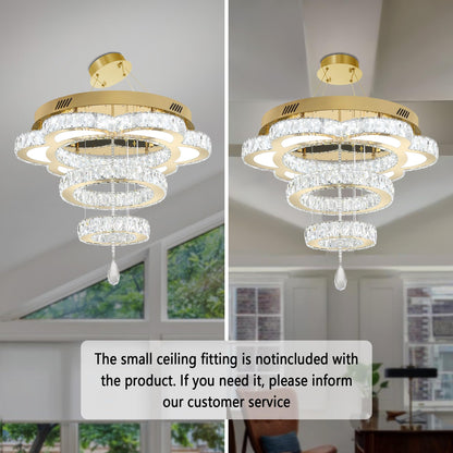 ykolupty W24 Modern Crystal Gold Chandelier for Living Room Dining Room,Bedroom, Entrance Ceiling Light Lamparas de techo LED Dimmable 2700K-6000K