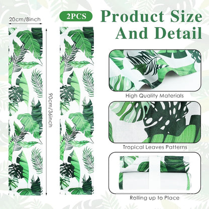 2 Pcs Blackout Window Shades for Classroom, 8 x 36 Inches Tropical Leaves Patterns Side Door Window Curtain