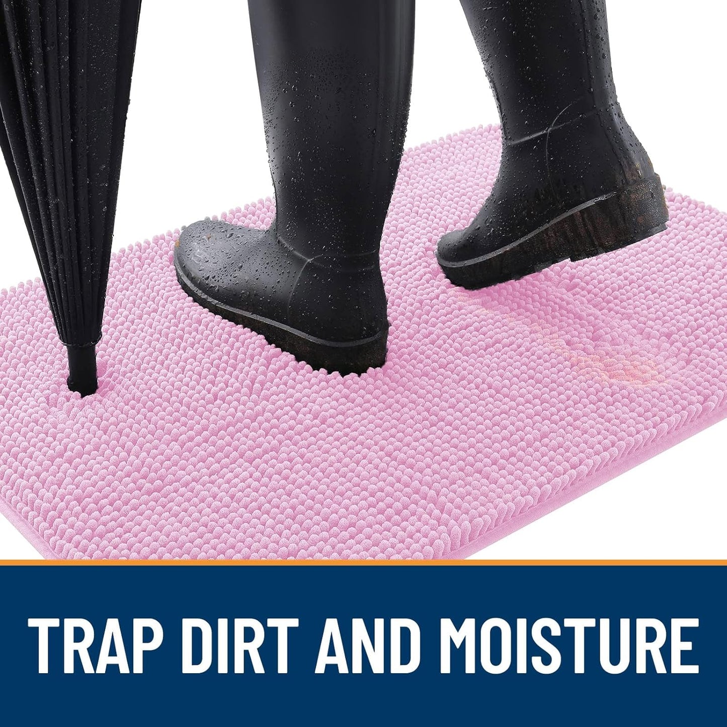 OLANLY Dog Door Mat - Absorbent Non-Slip Chenille Mat for Muddy Paws | Quick Dry 59x32, Pink