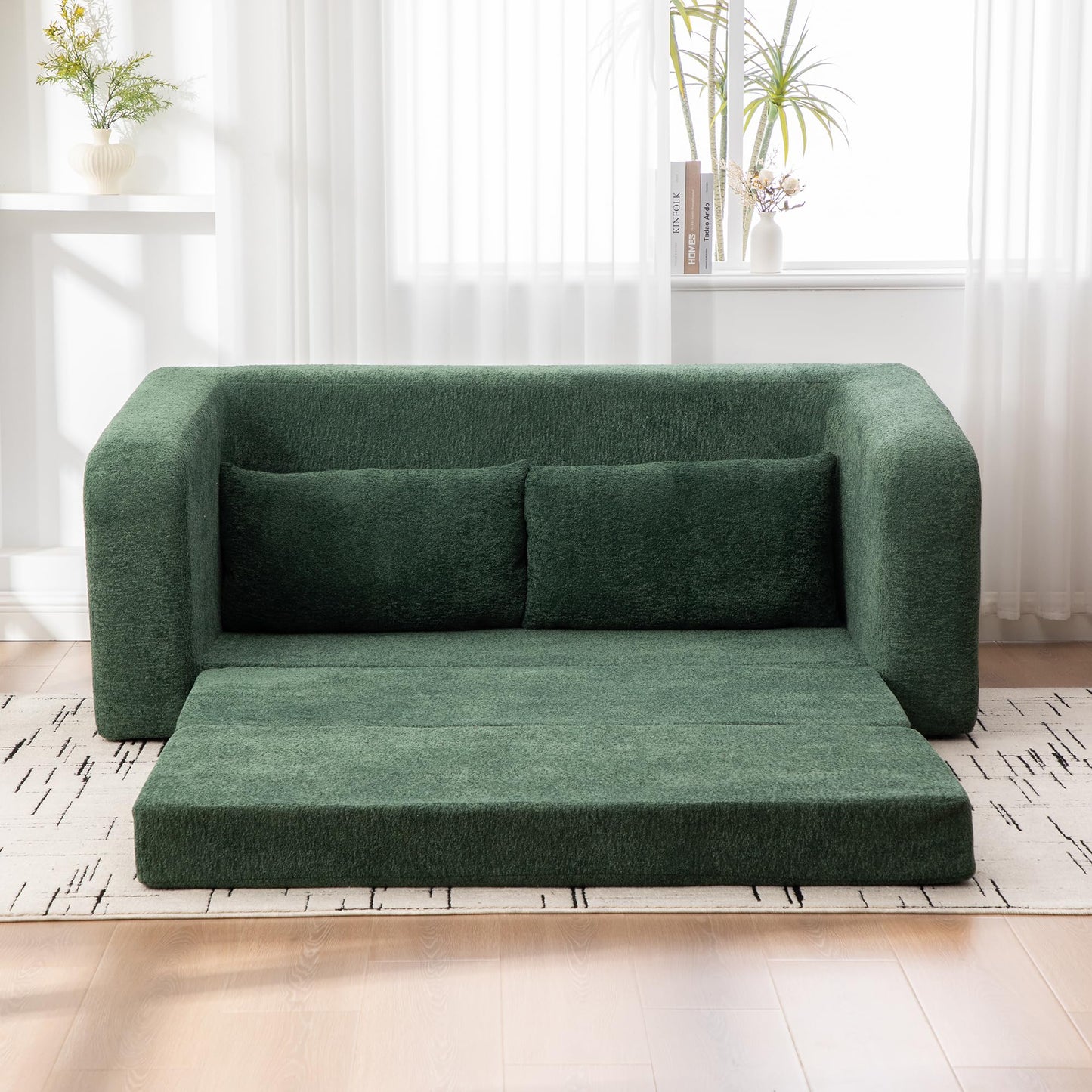 KEIKI 71" Pull-Out Sofa Bed with Armrest & Backrest, High-Density Foam Cloud Lounger for Movie Nights, Relaxed Reading Spaces, Dorm Living & Multi-Functional Rooms