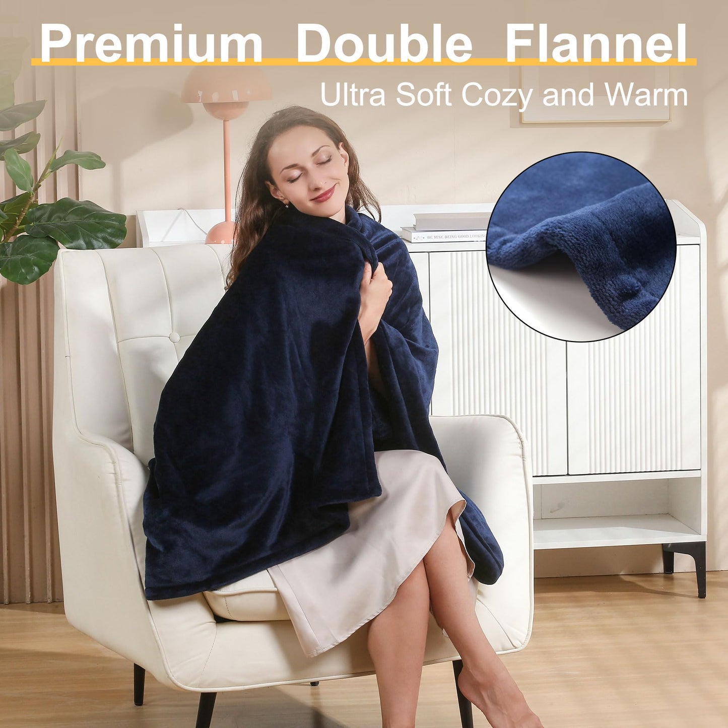 Gintao Electric Heated Blanket Throw,Double Flannel Electric Throw with 3 Heating Levels,ETL&FCC Certified, 4H Auto Off Overheat Protection,Heating Blanket for Home Office,Gifts,50"x60",Gray