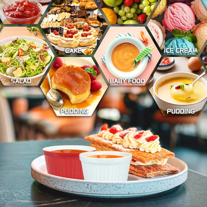 Ramekins with Lids 8 Oz - Set of 6, Ceramic Souffle Creme Brulee Ramekins with Covers, Colorful Custard Cups for Baking, Ceramic Custard Cups Safe and Dishwash Safe