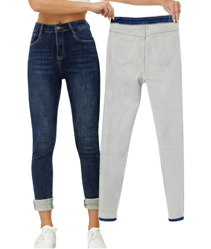 Yehopere Women's Winter Fleece Lined Jeans Slim Fit Warm Skinny High Waist Denim Jeans