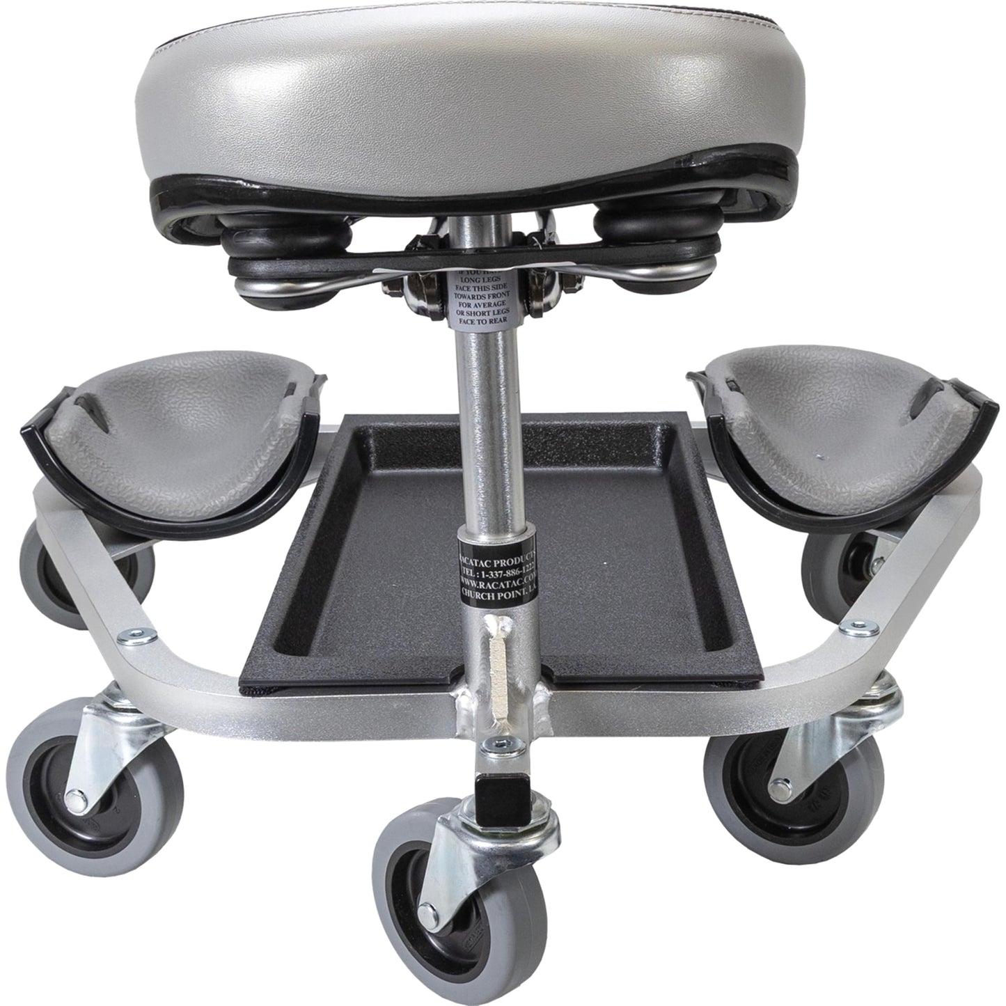 Racatac Kneeling Sitting Creeper with 3 Inch Casters, Rolling Knee Pads with Seat, Adjustable Seat, Knee Pads with Wheels, Made in USA, Floor Creeper, 01RAC3