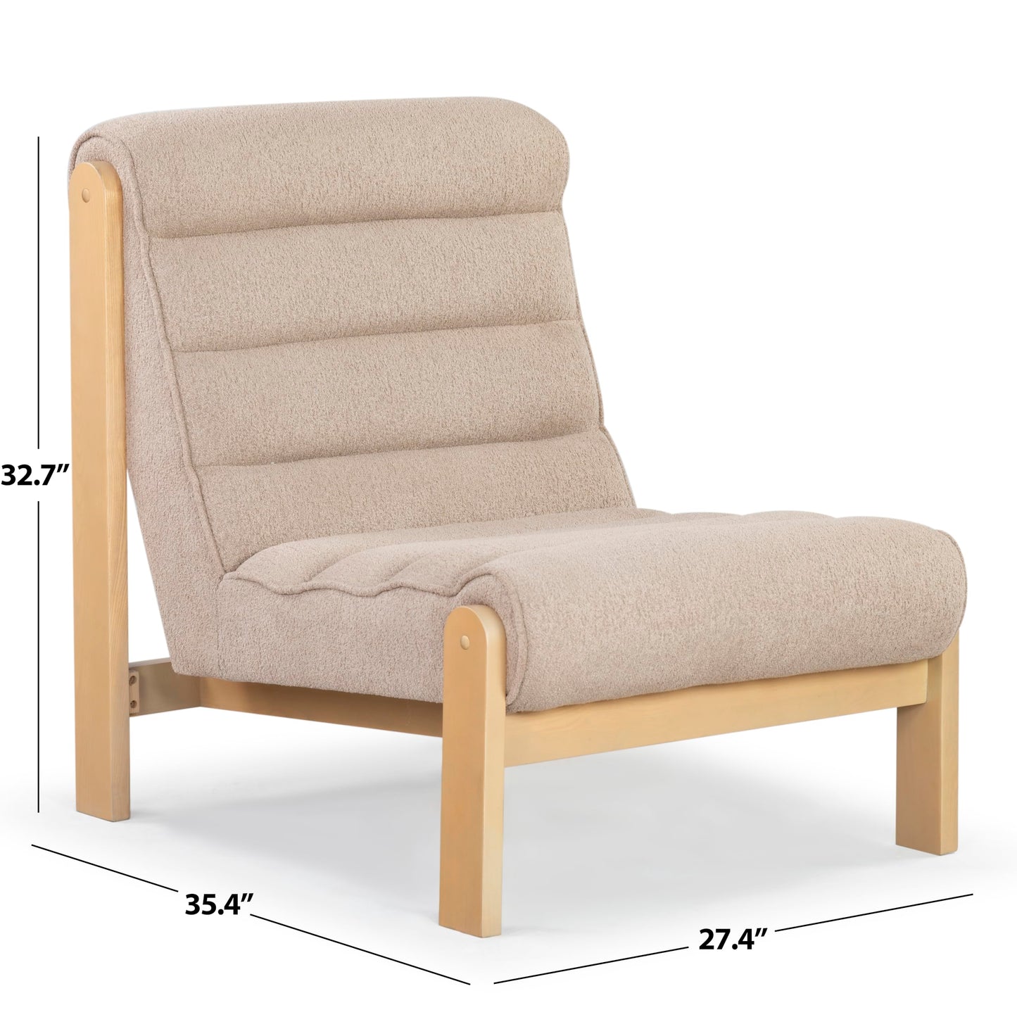 SAFAVIEH Couture Collection Trixie Light Brown Boucle/Natural Channel Tufted Accent Chair (Fully Assembled)