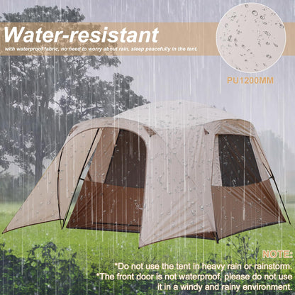 Vidalido 3-4 Person Tent with 1 Mesh Door and 2 Large Mesh Window, Double Layer Waterproof Portable Family Cabin Tent, 4 Person Tents for Outdoor Camping Hiking