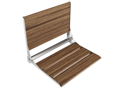 ANZZI Wall Mount Fold Teak Shower Bench | Saxon 18.7 in x 12.4 in Bathroom Accessories Folding Teakwood Shower Seat for Inside Shower for Bathtub | Spa Foldable Wooden Bath Chair for Seniors