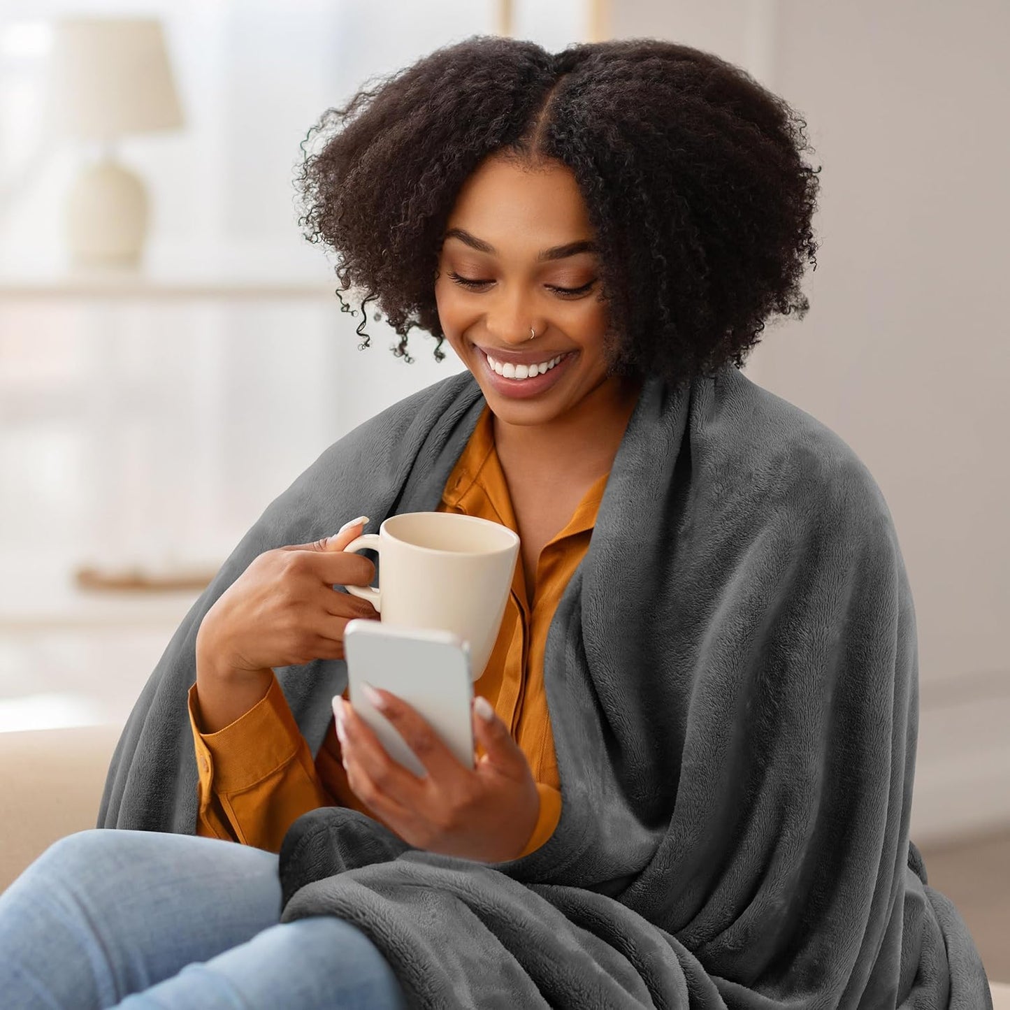 Utopia Bedding Fleece Blanket - Ultra Soft Grey Queen Size (90x90 Inches) | Warm, Lightweight & Cozy All-Season Home Decor Gift