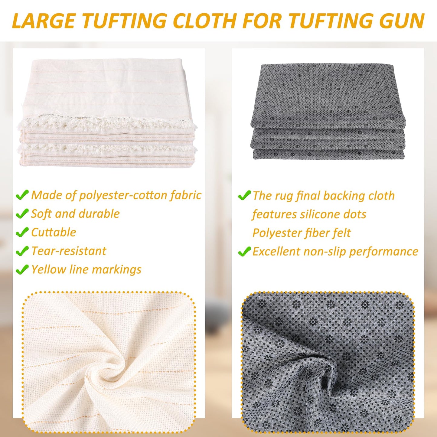 4 Pcs 79'' x 59" Large Tufting Cloth for Rugs and 71'' x 39" Non Slip Final Backing Tufting Cloth with Marked Lines Primary Tufting Cloth Rug Tufting Kit for Tufting Gun Punch Needle DIY Rug