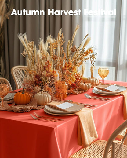 Pureegg Disposable Table Cloths - 54 x 108 Inch, Leakproof & Sturdy for Halloween and Thanksgiving | 8 Pack, Orange