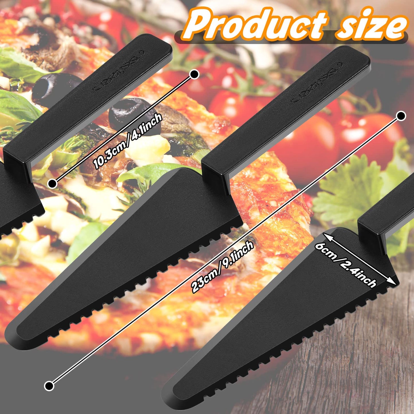 Suclain 50 Pieces Black Disposable Cake Knife Bulk for Wedding Party 9.1 Inch Plastic Cake Server Cutting Plastic Spatula Knives Pie Pizza Pastry Slicer Serving Utensils for Kitchen