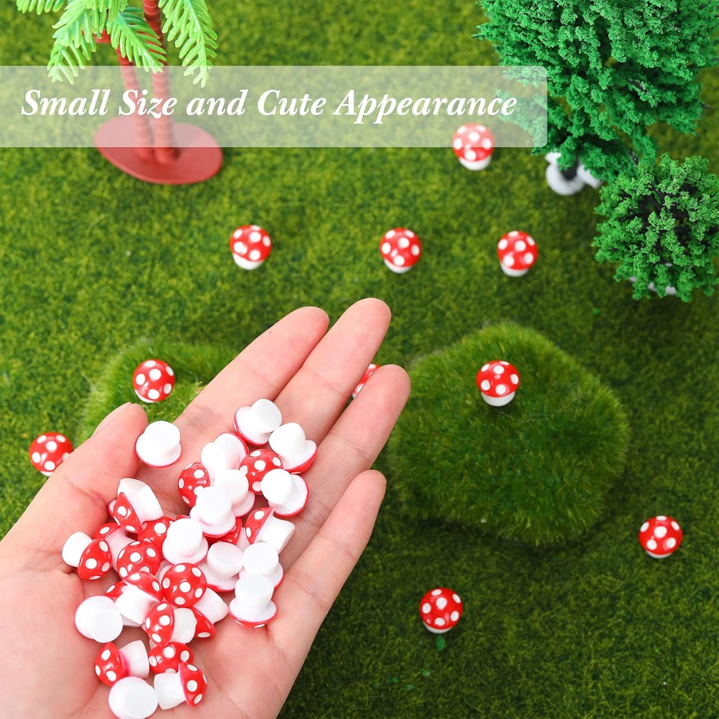 160 Yulejo Pcs Tiny Mushroom Miniature Figurines, Realistic Resin Mushroom Statue Decor, Red, Modern Contemporary