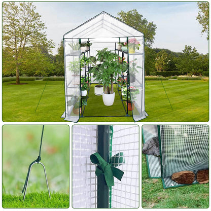 Greenhouse for Outdoors,Walk in 3-Tier 9 Shelves Green House w/Roll-Up Zippered Door Anchors and Ropes,Waterproof & UV Protected Plant Garden Hot House for Garden Patio Backyard,57 x 85 x 76''