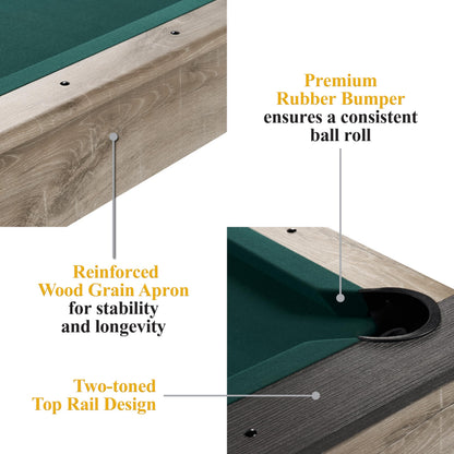 Barrington Billiards Westmont 7' Pool Table, 3-in-1 Dining Top & Table Tennis with Game Accessories & Rolling Storage Caddy