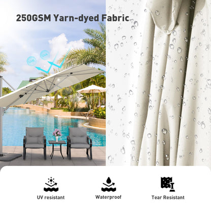 COSIEST 10'x10' Patio Umbrella Cantilever Outdoor Rectangular Offset Umbrella with 360°Rotation, Double Top Heavy Duty Windproof Aluminum Frame for Pool Garden Deck Backyard