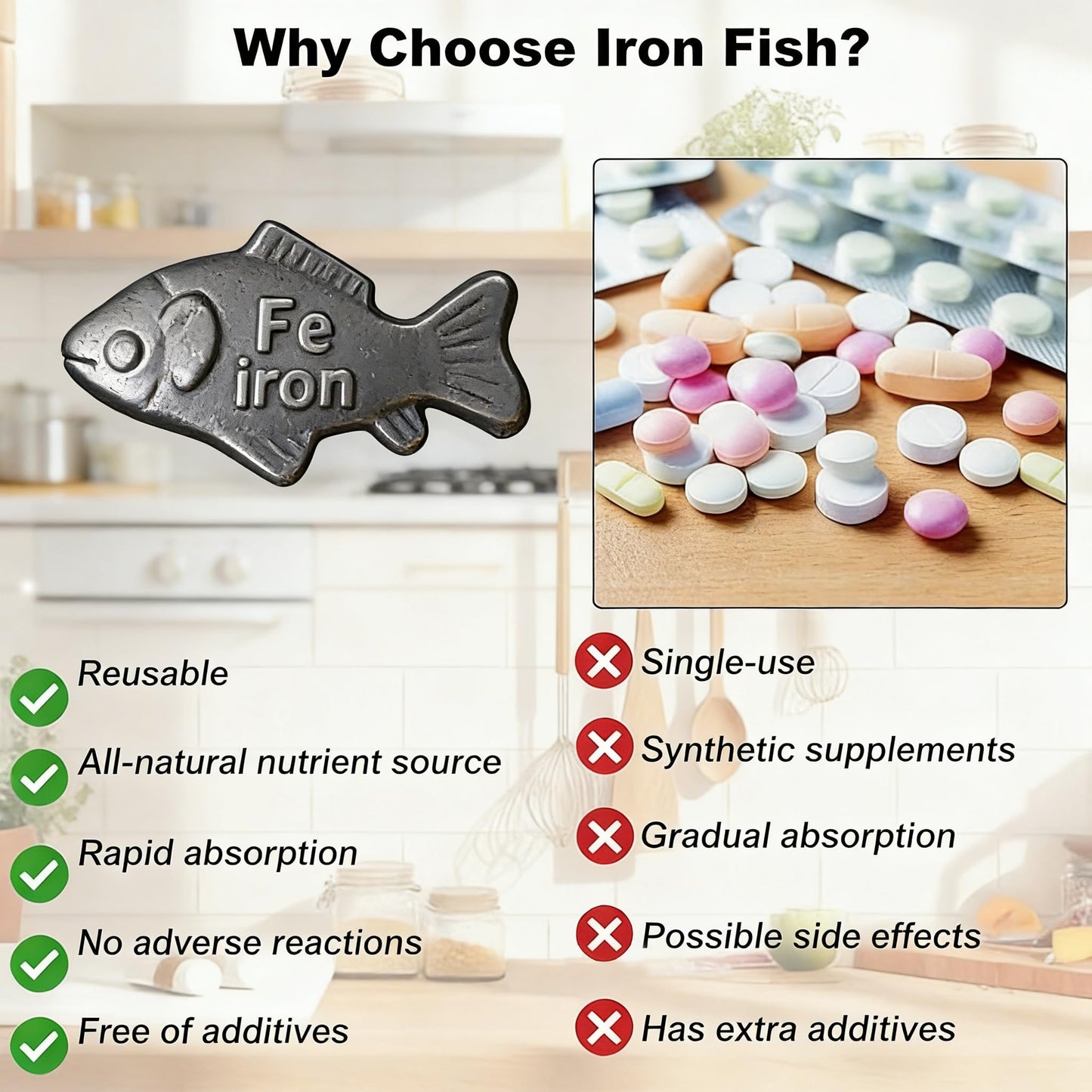 Iron Fish for Cooking(2-Pack), Safe Reusable Cooking Tool for Iron Deficiency,Lucky Cooking Iron Tool for Anemia & Vegans, Ideal Gift