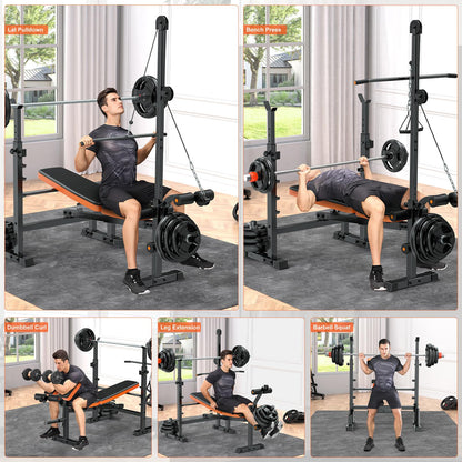 Fostoy 800lbs 8-in-1 Weight Bench – Lat Pulldown, Leg Extension/Curl, Press Bench with Preacher Curl & Adjustable Seat for Home Gym (800lbs 8-in-1 Weight Bench)