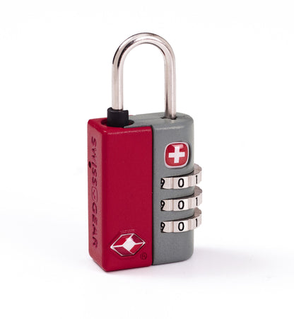 SwissGear TSA-Approved Travel Sentry Combination Luggage Lock with Resettable Combo and Inspection Indicator, Red, One Size
