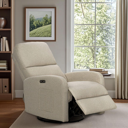 Ink+Ivy Recliner & Rocking Chair: Glider Recliner Nursery Chair for Living Room & Bedroom, Swivel Rocker Recliner with Side Pockets, Comfy Chair for Small Spaces, Beige