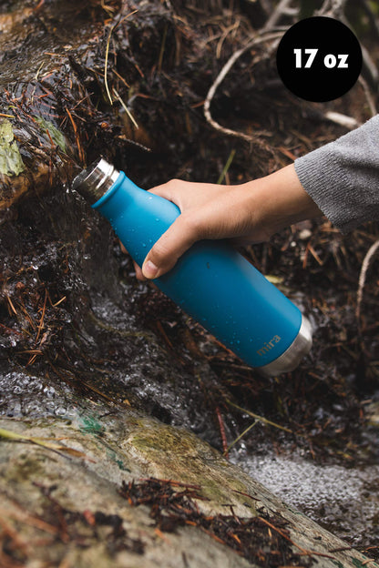 MIRA 2 Pack 17 oz Insulated Water Bottle - Stainless Steel Cola Shape Thermo - Double Wall Hot & Cold Flask (24Hr Cold/12Hr Hot) - Black & Hawaiian Blue