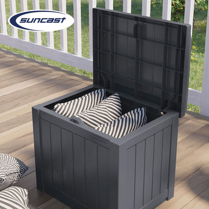 Suncast 4 Pack Small Deck Box Storage w/Bench Seat for Indoor & Outdoor Use, 22 Gal., Cyberspace