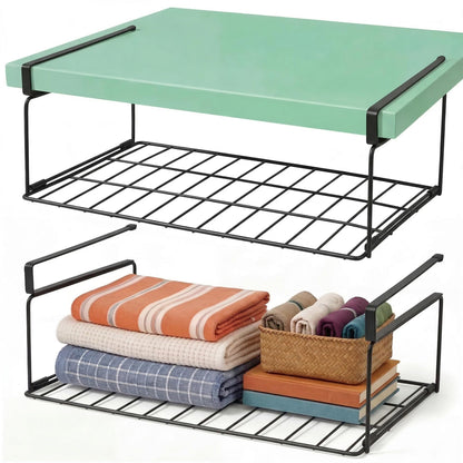 MUNEK Under Shelf Basket Storage Black 2 Pack Space-Saving with Extra Layer Lightweight & Quick to Install Non-Slip16.1" D x 8.46" W