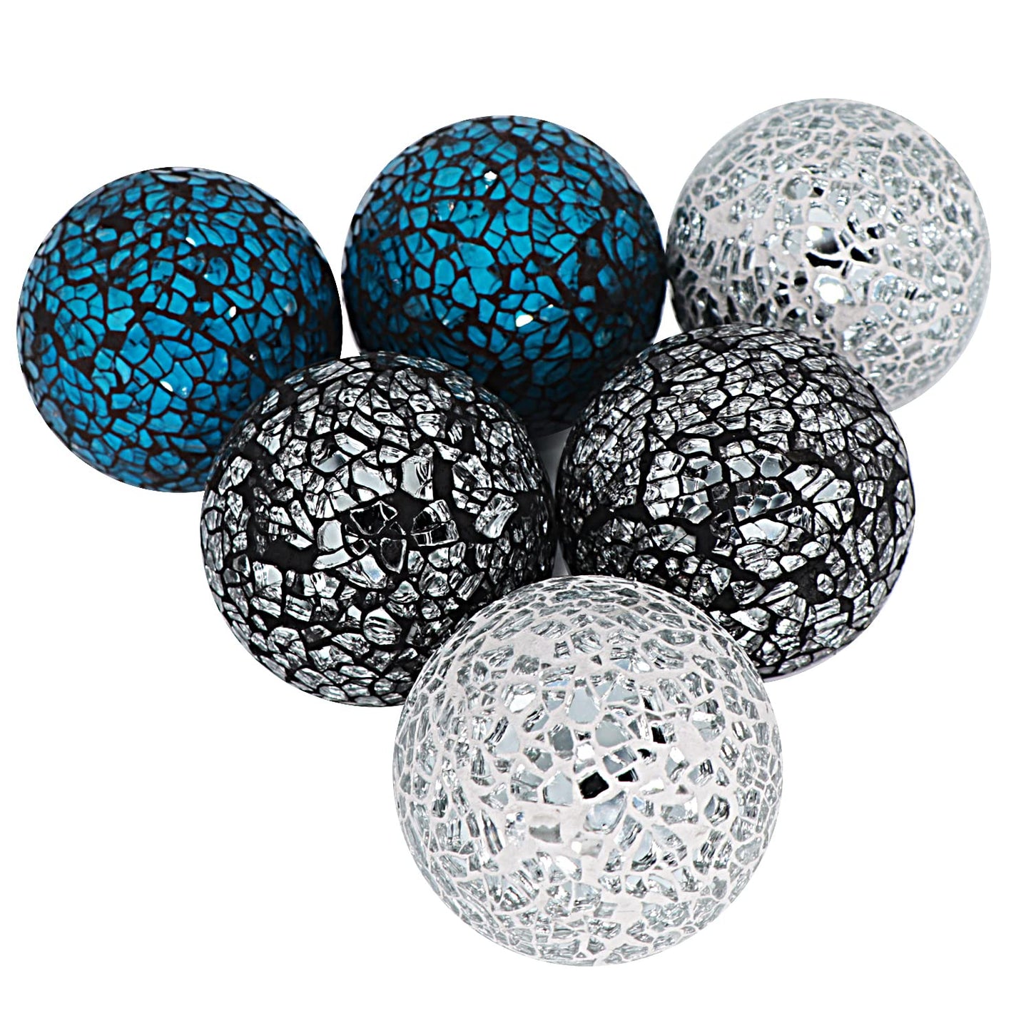 Kunjocy 6 Pieces Decorative Glass Balls 2.4" Small Mosaic Sphere Decorative Orbs Centerpiece Balls for Bowls, Vases, Dining Table Decor, Diameter 2.4 Inches (B, 6)