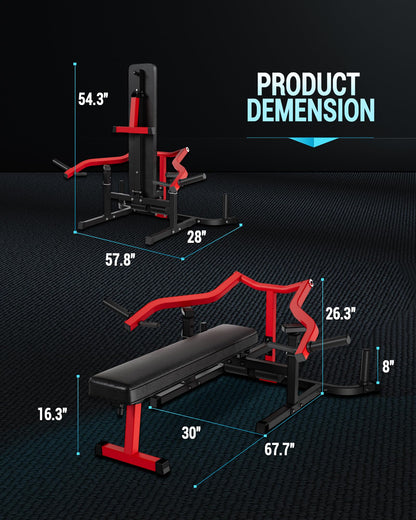 Chest Press Machine for Home Gym, 1250LBS Multi-Functional Bench Press Machine with Independent Converging Arms, Adjustable Flat & Incline Bench for Full Body Strength Training