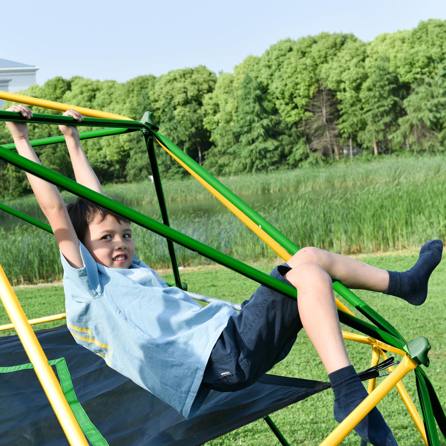 Virubi 12 FT Dome Climber, Outdoor Playground Climbing Dome Jungle Gym for Kids 3-10 Supporting 1000lbs, Easy Assembly Geometric Dome