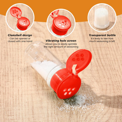 Amyhill 100 Pcs Plastic Spice Bottles Spice Jars with Cap Seasoning Jars Shaker 2 Oz/ 60ml Clear Bottle Containers with Shaker Lids for Storing Herbs and Seasoning Powders (Red)