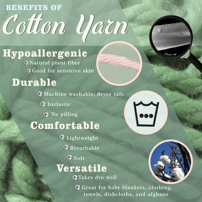 JubileeYarn Cotton Select Yarn - 50g/Skein Sport Weight - Shades of Green - 4 Skeins