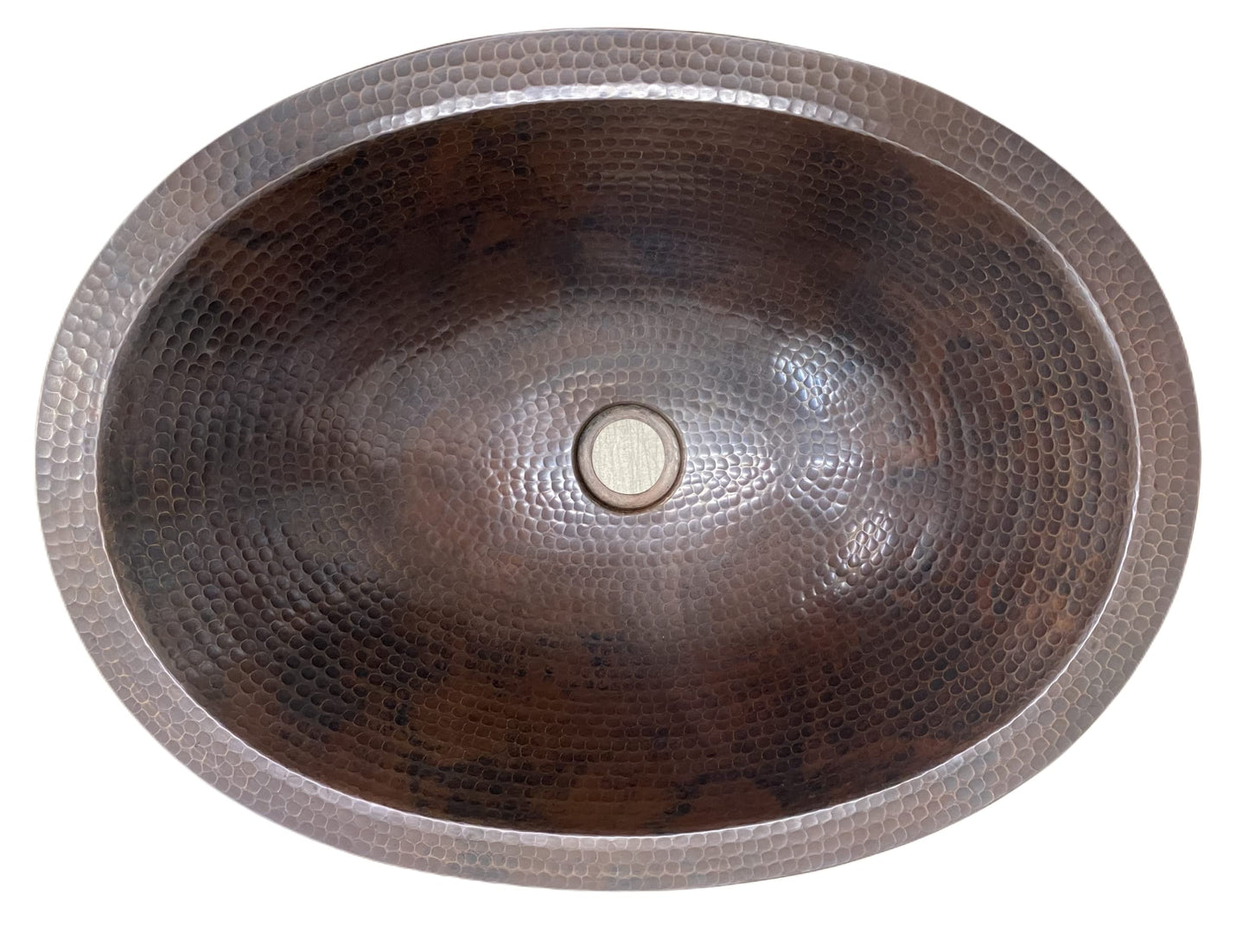 Simply Copper 19" Rustic Oval Copper Bathroom Sink Undermount or Drop-In