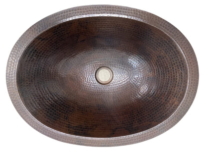 Simply Copper 19" Rustic Oval Copper Bathroom Sink Undermount or Drop-In