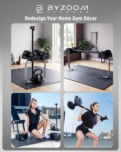 BYZOOM FITNESS Pure Series Adjustable Dumbbell – 27.5LB Pair Set of 2 – 10-in-1 Adjustable Weights for Home Gym, Garage Gym, Small Apartments, for Strength Training & Fitness Workouts, Black