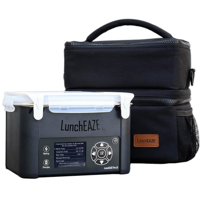 LunchEAZE XL Cordless Heated & Electric Lunch Box – Battery-Powered, 6-Cup Capacity, 220°F, Automatic Scheduled Heating, Insulated Bag for Hot Meals Anywhere