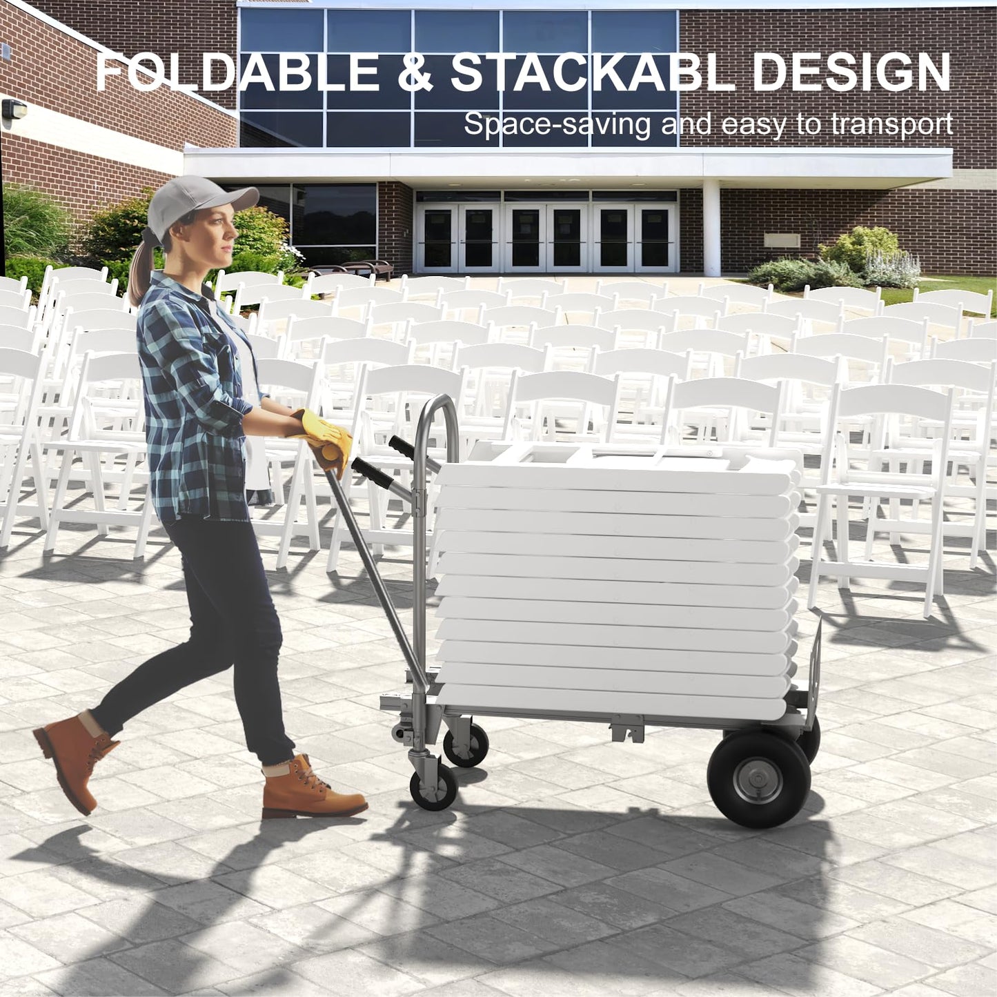 IWDOO 32 Pack Resin Folding Chairs with Cushion - White Folding Chairs, Lightweight Plastic Chairs, Comfortable Foldable Chairs for Wedding, Party, Home, Event, Indoor/Outdoor Use, 600lbs Capacity