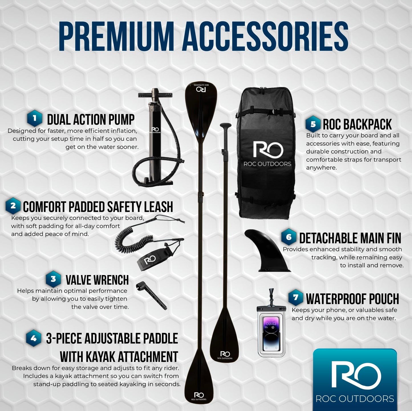 Roc Inflatable Stand Up Paddle Board 10' 6" with Premium SUP Paddle Board Accessories, Wide Stable Design, Non-Slip Comfort Deck for Youth & Adults (Eclipse)