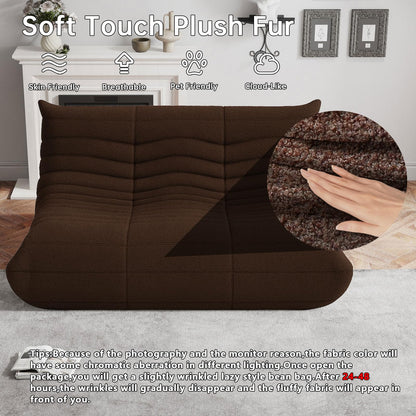 WHGBJA Bean Bag Chairs for Adults, BeanBag Reading Chair Memory Foam Couch 3-Seater, Floor Chair Soft Teddy Material, Comfy Reading Nook Chairs for Bedroom Living Room Office (Coffee)