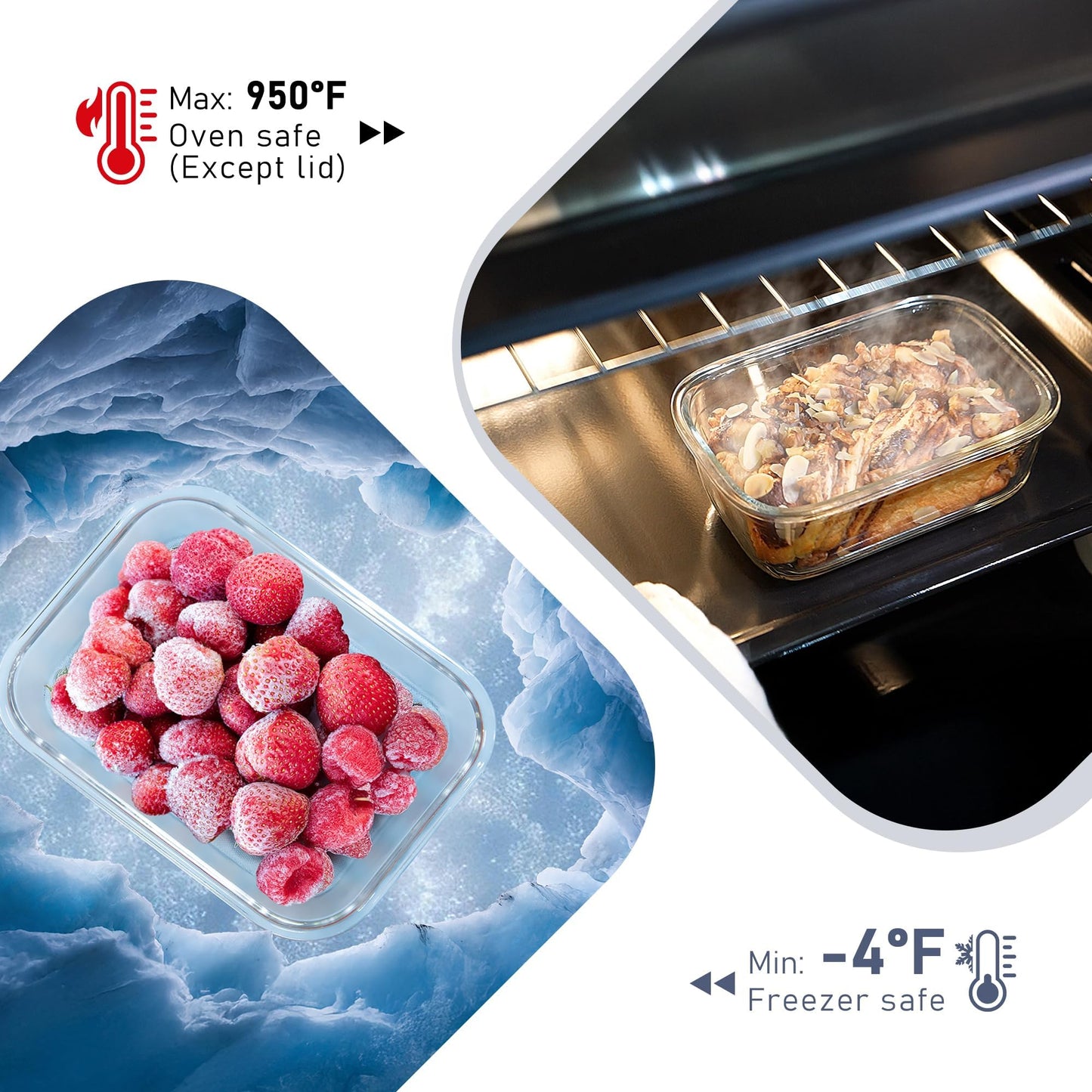 BOROHOUSE 10-Pack Glass Food Storage Containers with Tempered Lids – Borosilicate, Airtight, Oven-Safe (-4°F~950°F), BPA-Free, 4.4 & 1.6 Cup, Leak-Proof, Dishwasher Safe (Gray)