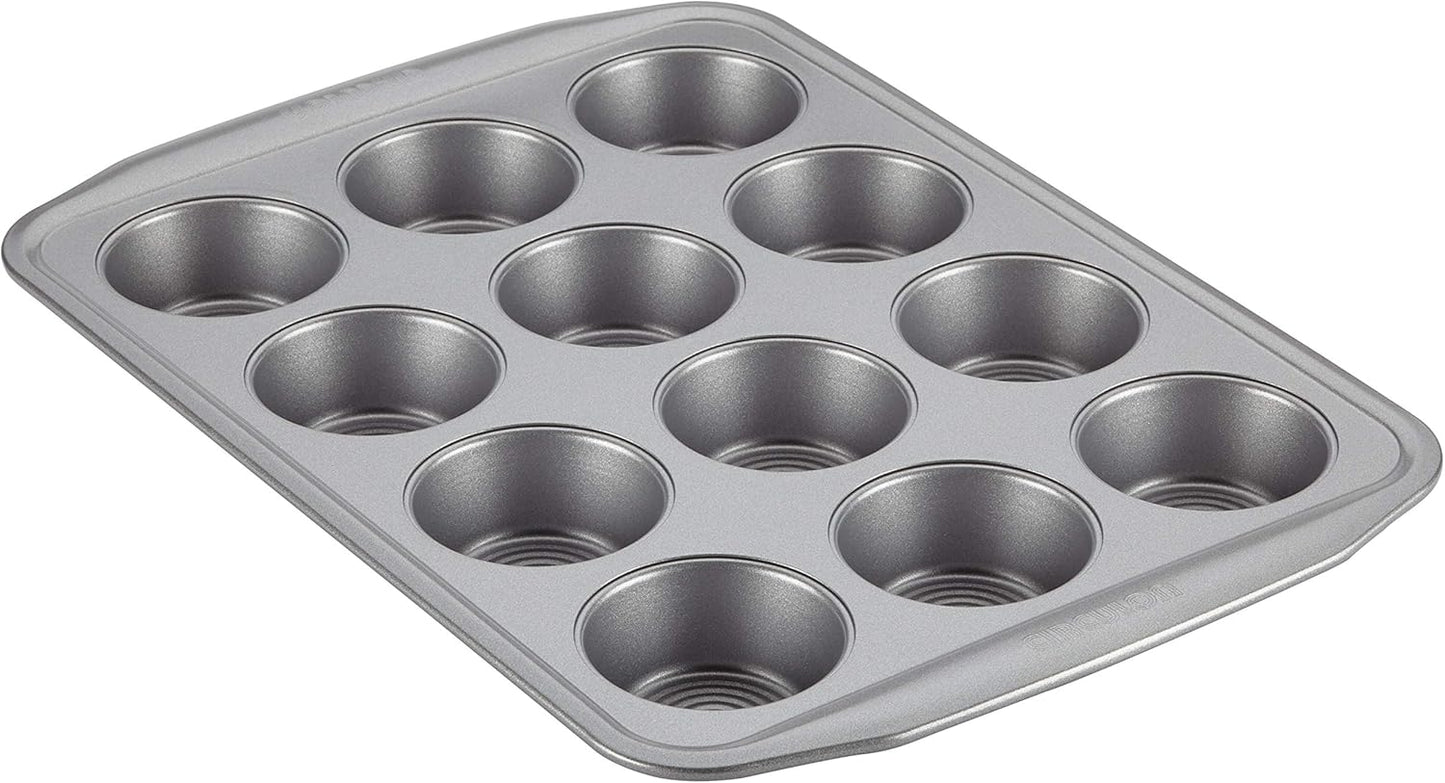 Circulon Nonstick 12-Cup Muffin Tin, Gray Steel Bakeware