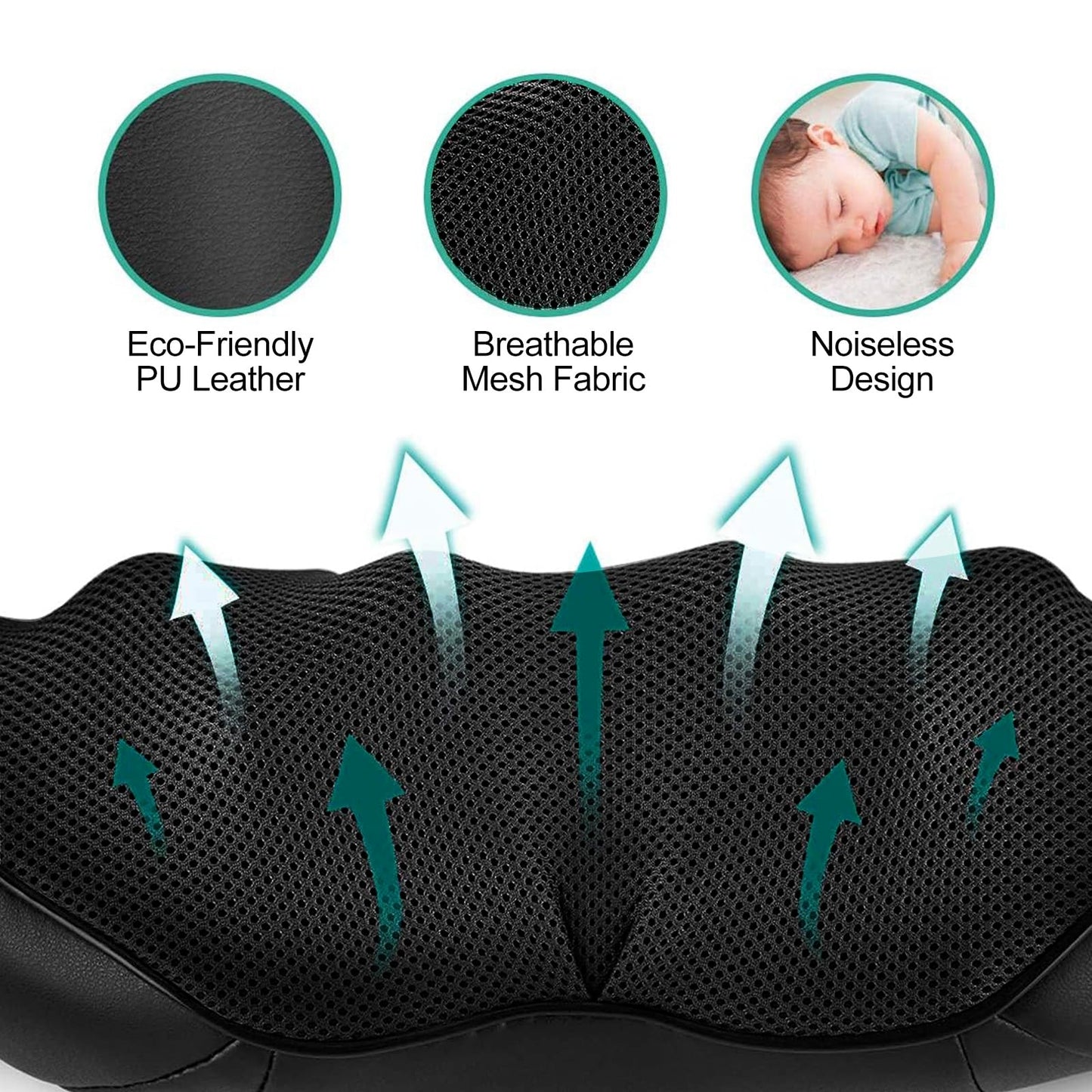 Medcursor Neck Massager, Portable Electric Shiatsu Back Massage Device with Heat, Deep Tissue 3D Kneading Pillow for Muscle Pain Relief (No Battery)