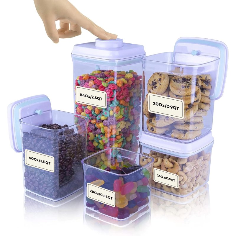 Bop Top Airtight Food Storage Containers with Lid Multi Pack | Kitchen Canister Sets | Air Tight Pantry Container | Pop Top Dry Food Storage Containers for Snacks, Sugar, Flour, Baking, Cereal, Pasta